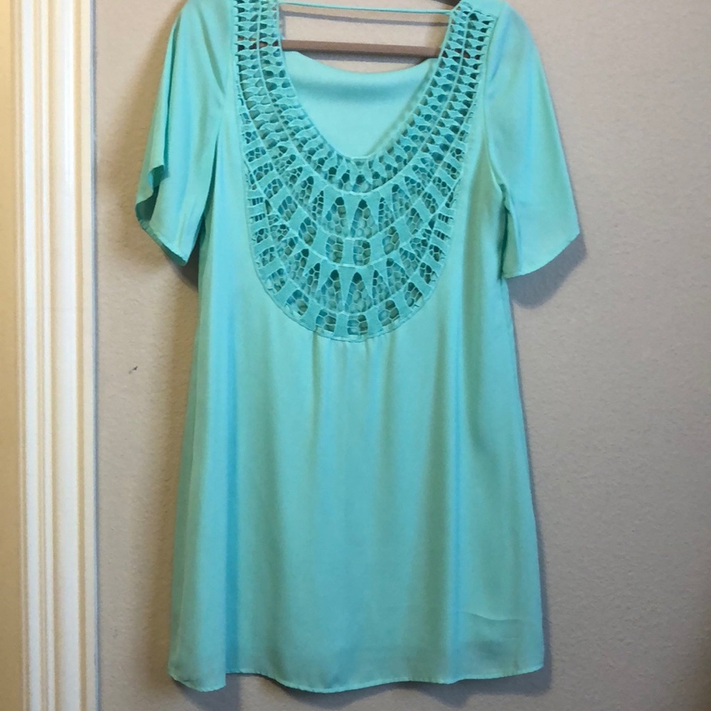 Crochet Back Mint Green Dress